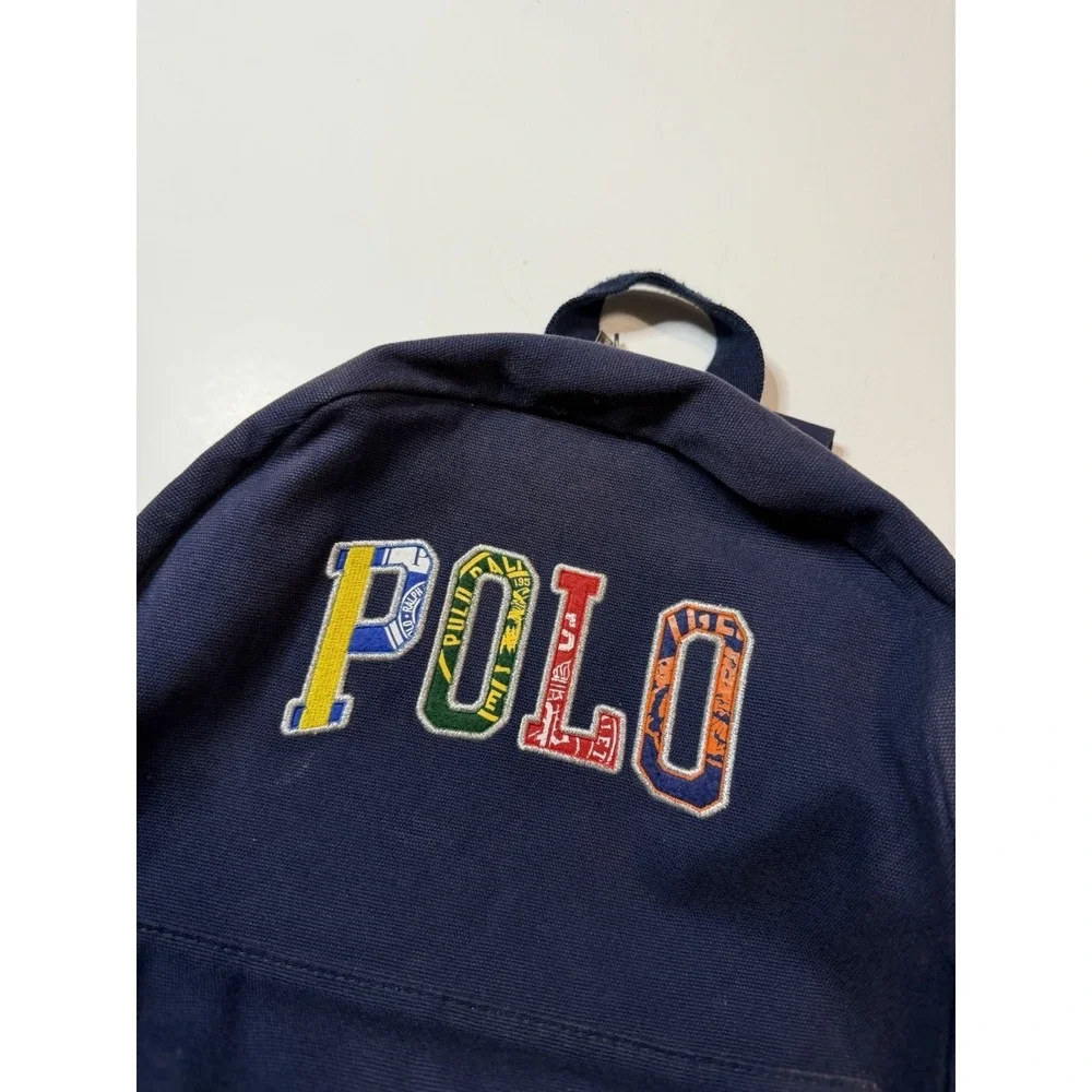 Polo Ralph Lauren Unisex Multicolor Colorful Patch Letter Logo Navy Backpack